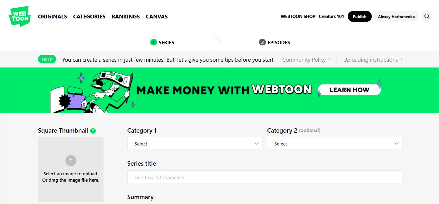 Webtoon canvas