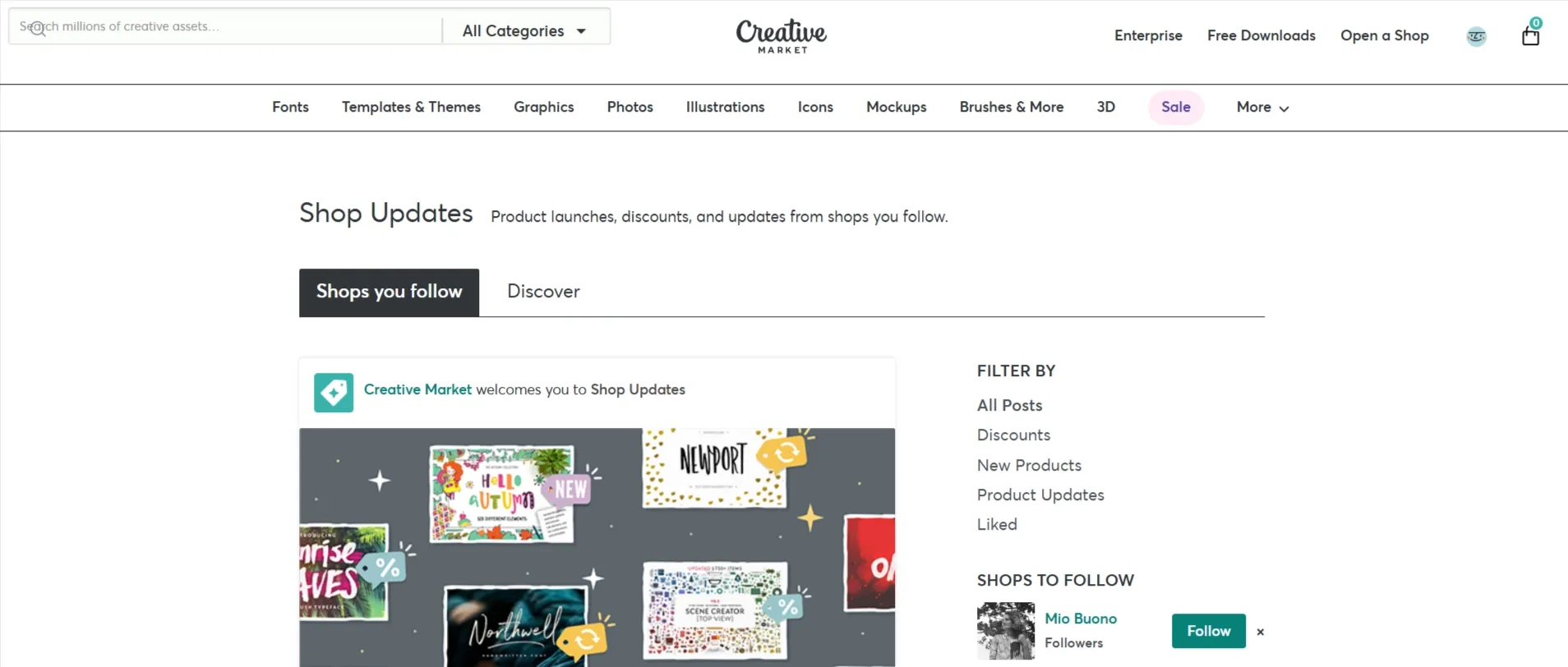 Creative Market dashboard