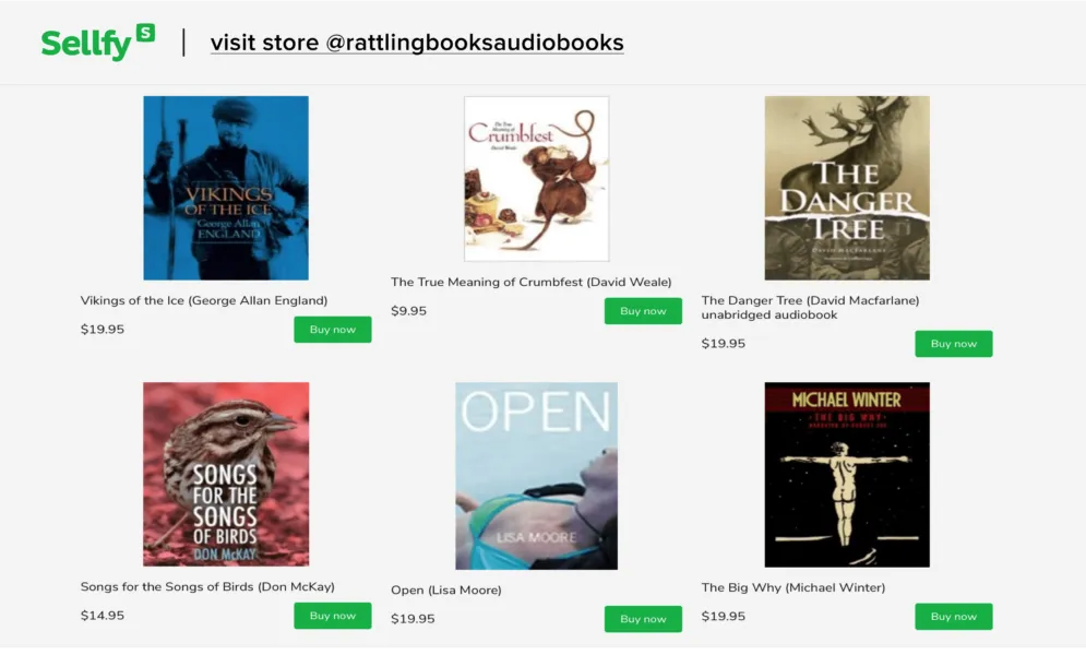 Sellfy audiobook store example