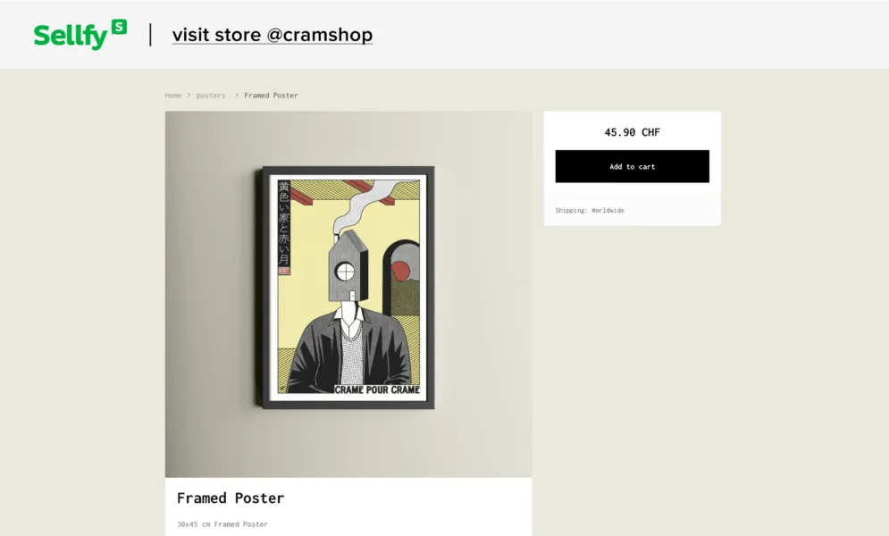 Sellfy creator [Cram](https://cramshop.sellfy.store/posters/) sells various print-on-demand posters with his original designs.