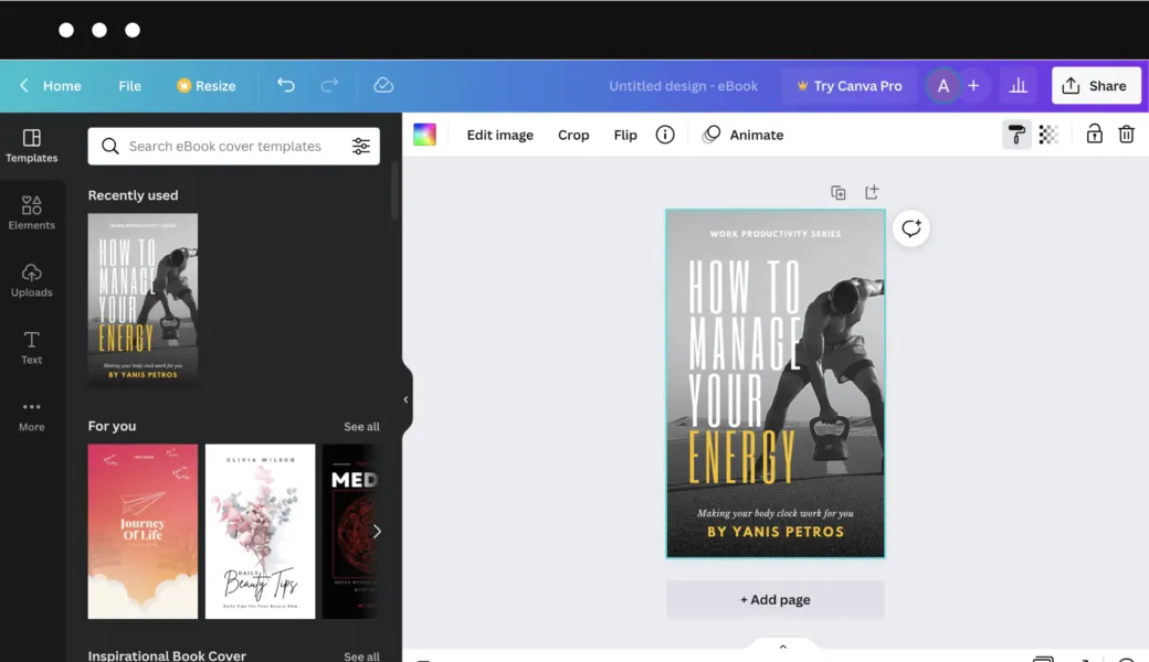 [Canva](https://www.canva.com/) offers a great selection of eBook cover templates.