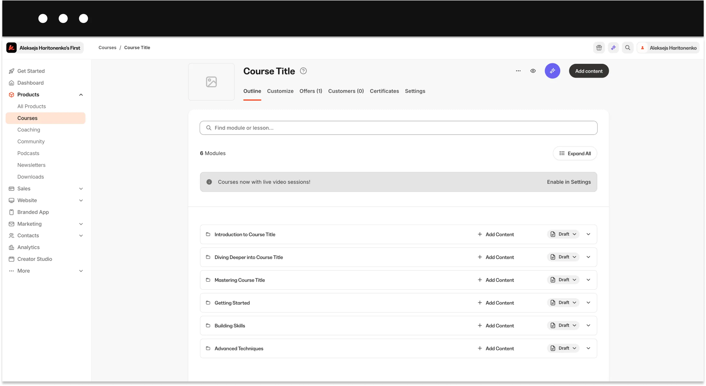 Create courses with Kajabi