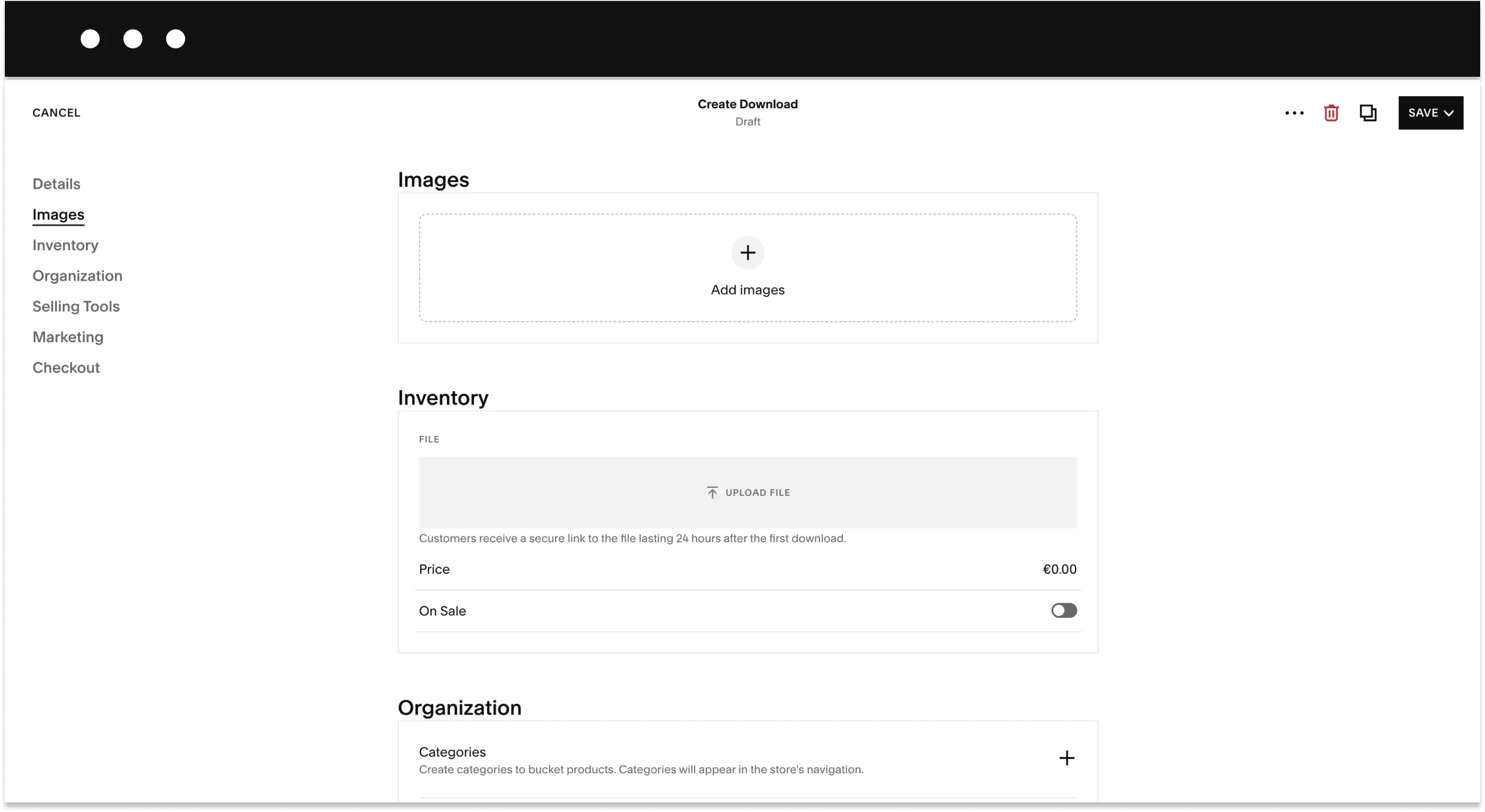 Squarespace offers a more robust setup for digital sales with a 300 MB file limit, which is ideal for items like eBooks or mid-size design packs.