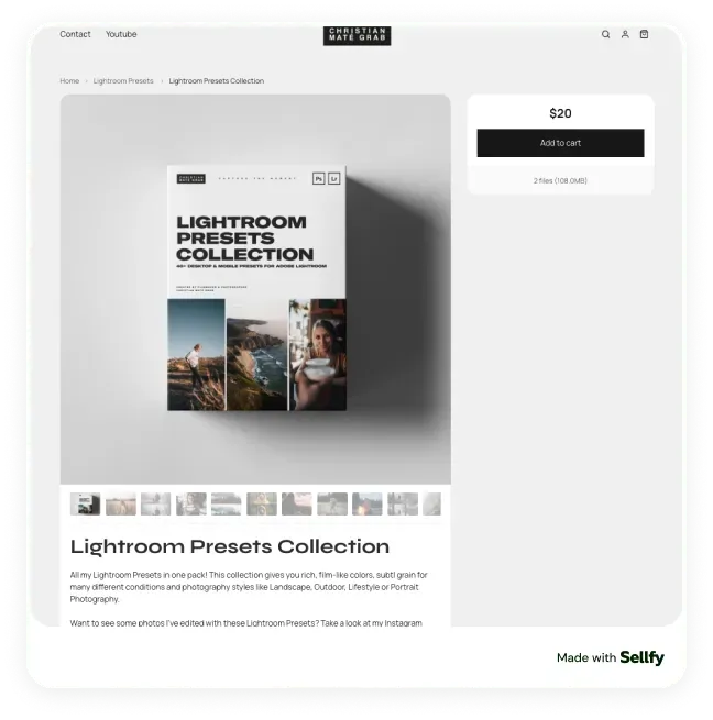 Lightroom preset product example