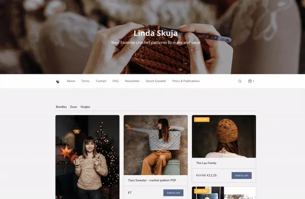 [Linda's Sellfy store](https://www.lindaskuja.com/)