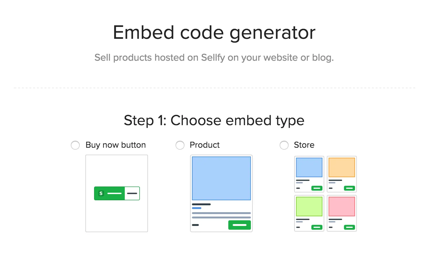Sellfy Embed Code Generator
