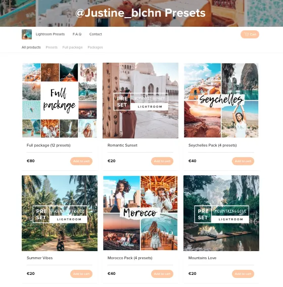Justine's Sellfy store