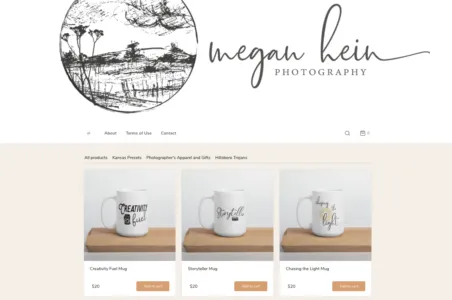 [Megan's Photographer's Apparel and Gift shop on Sellfy](https://sellfy.com/meganheinphotography/photographers-apparel/).