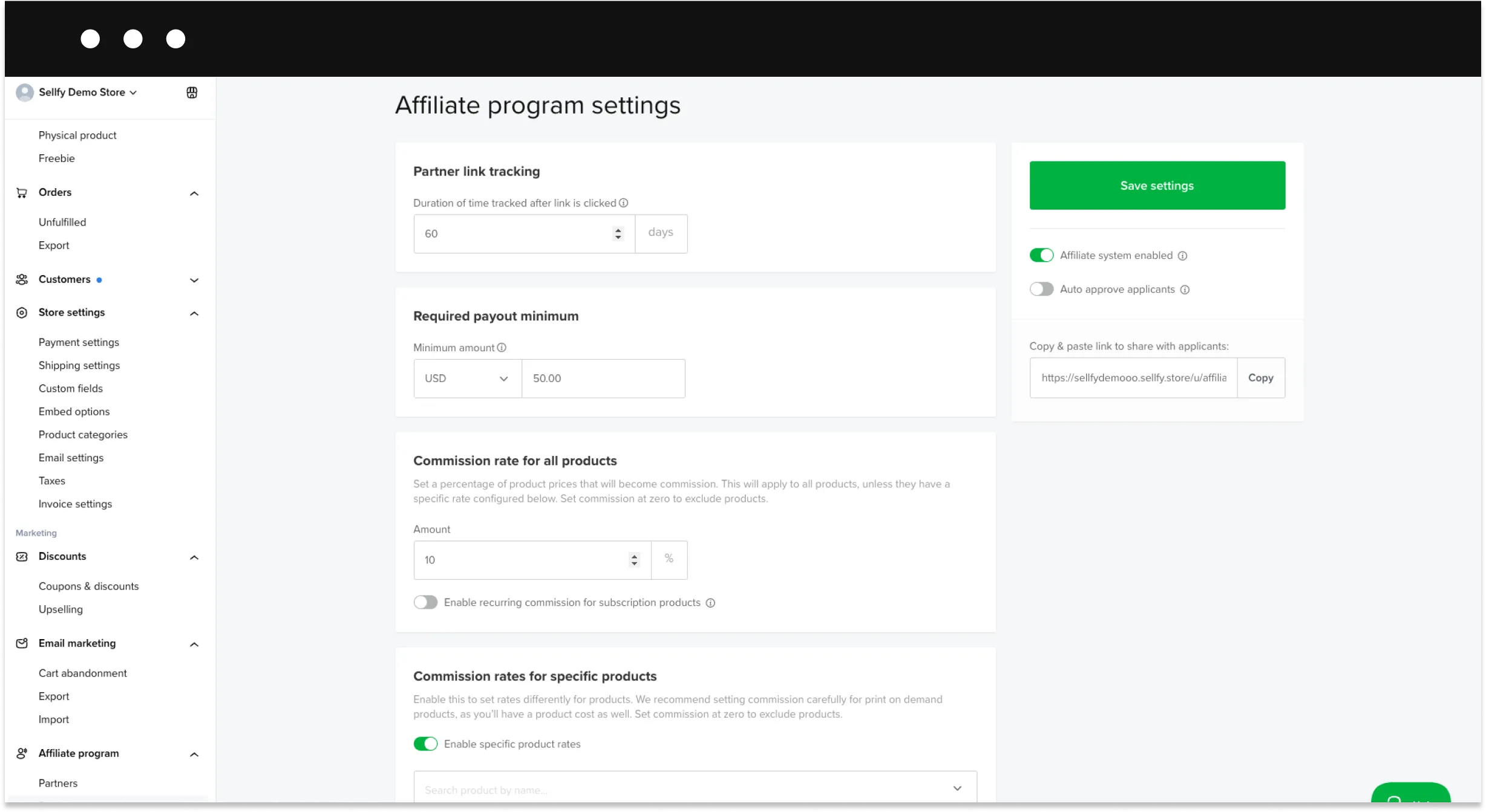 Sellfy affiliate
