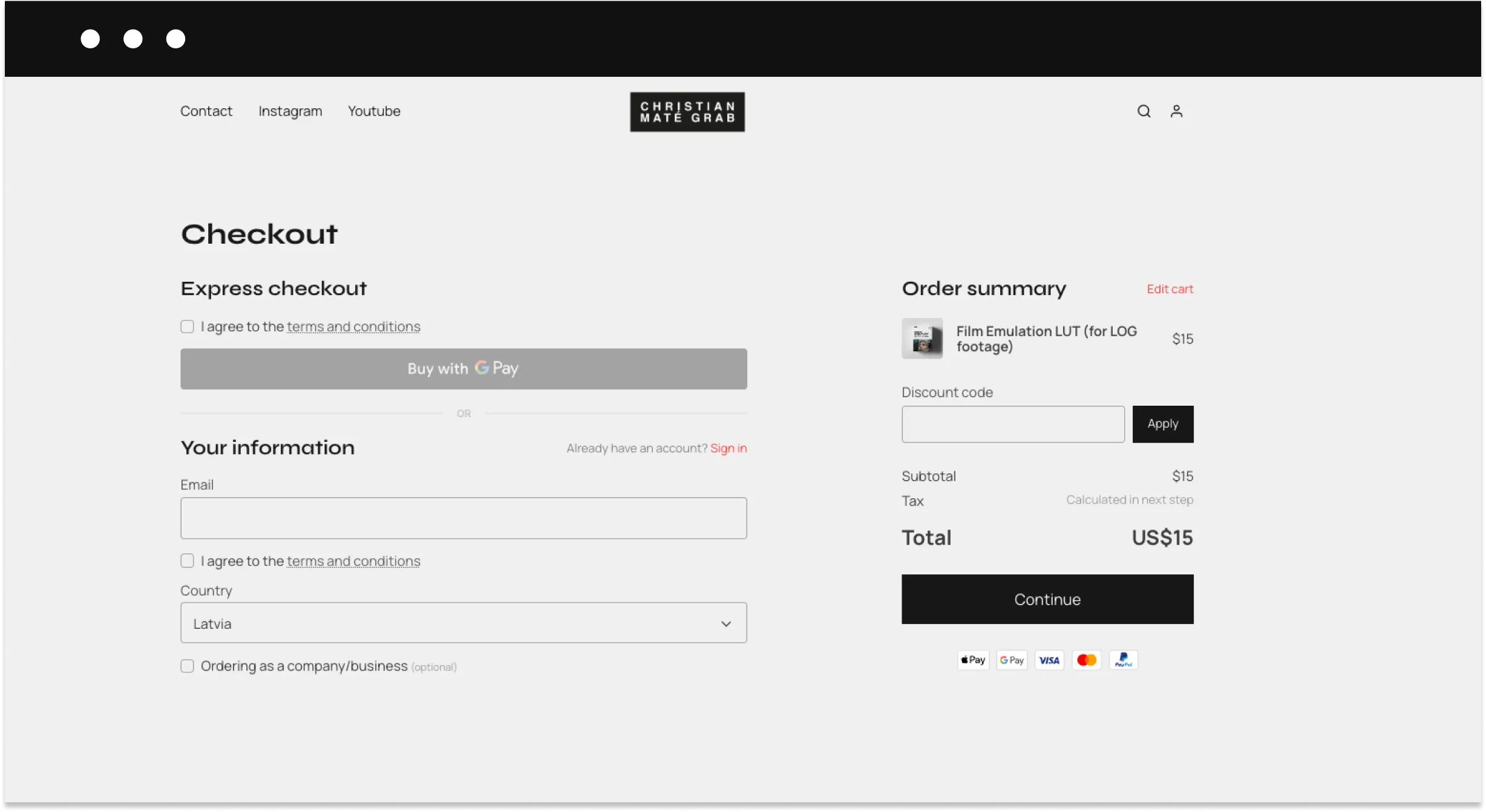 Sellfy checkout