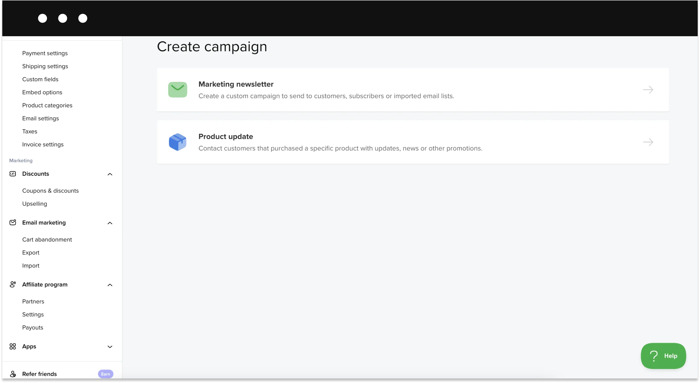 Sellfy email marekting