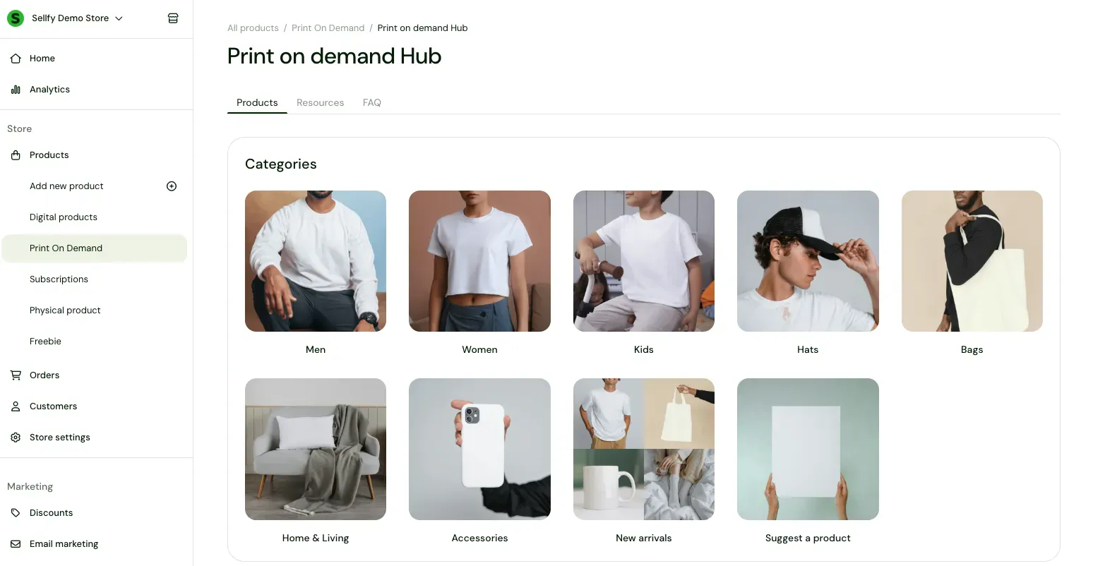 Sellfy print on demand