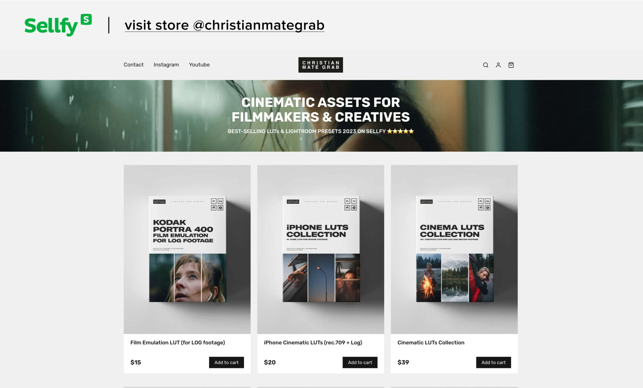 Here's a store example of [Christian Maté Grab](https://sellfy.com/blog/digital-products/), who is selling LUTs on Sellfy