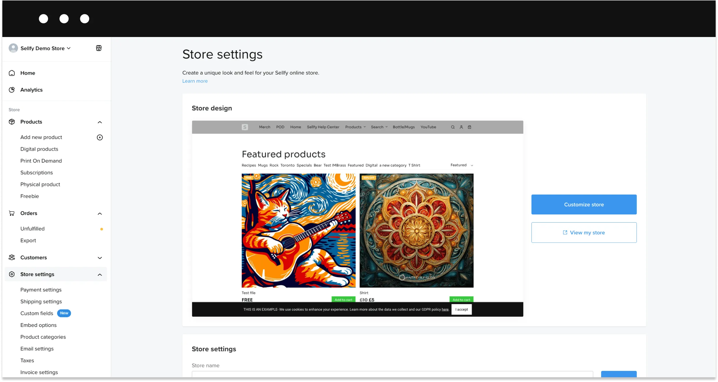 Sellfy has all of the features that allow you to create a store and start selling online.