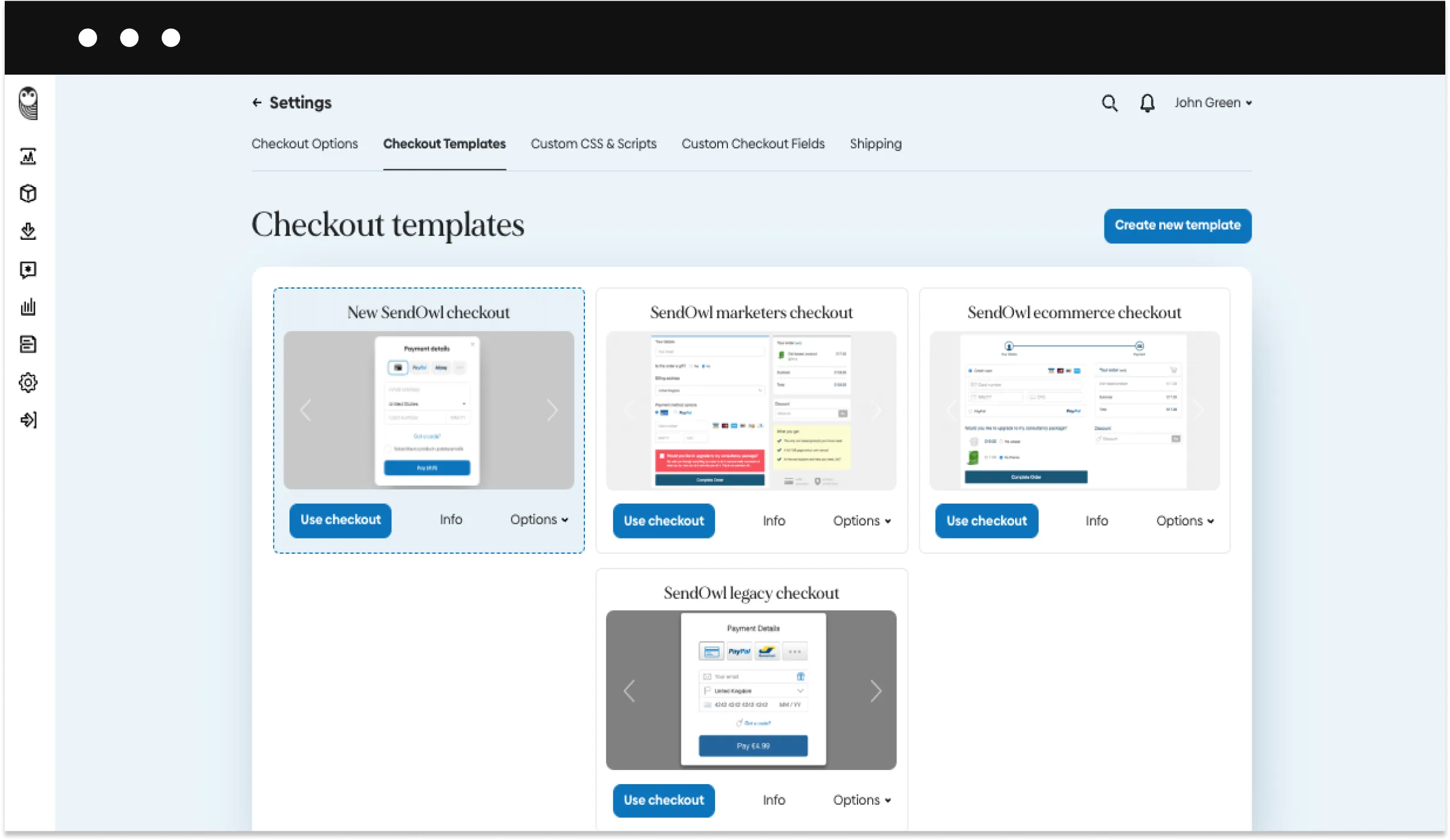 Sendowl checkout templates