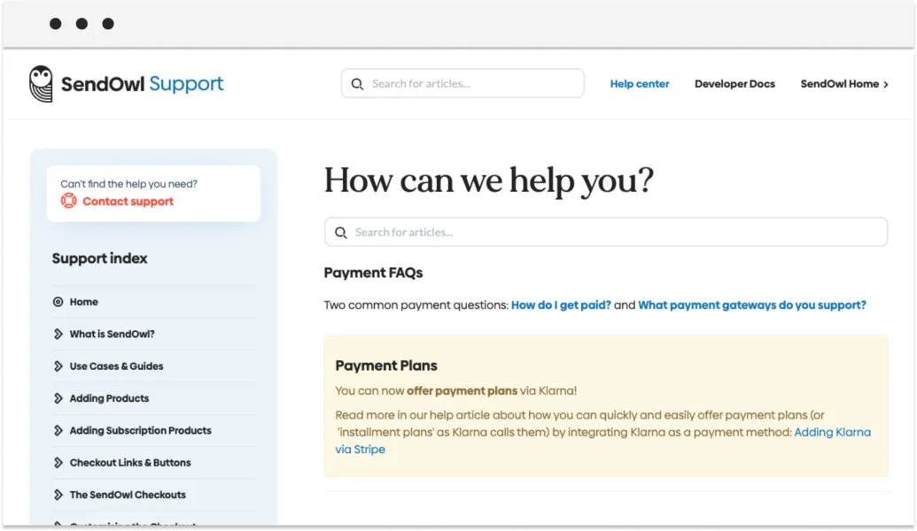 Sendowl customer support
