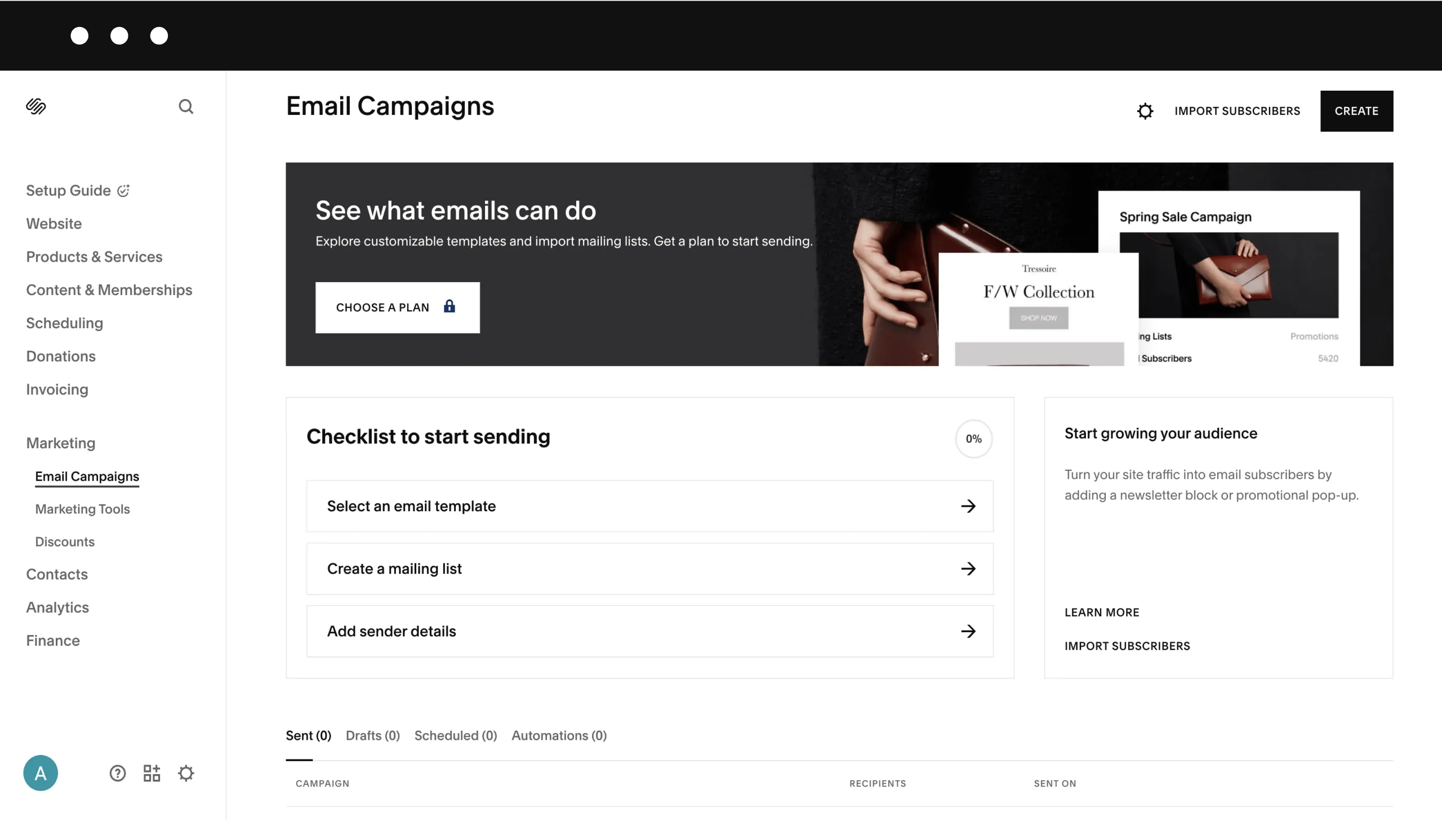 Squarespace email marketing