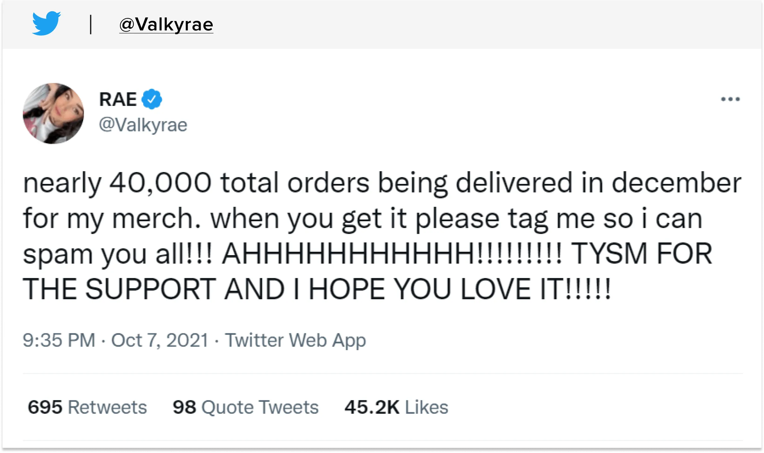 Valkyrae tweet