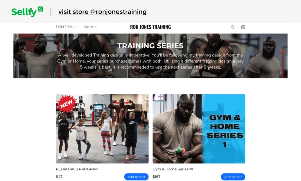 Workout videos Sellfy store