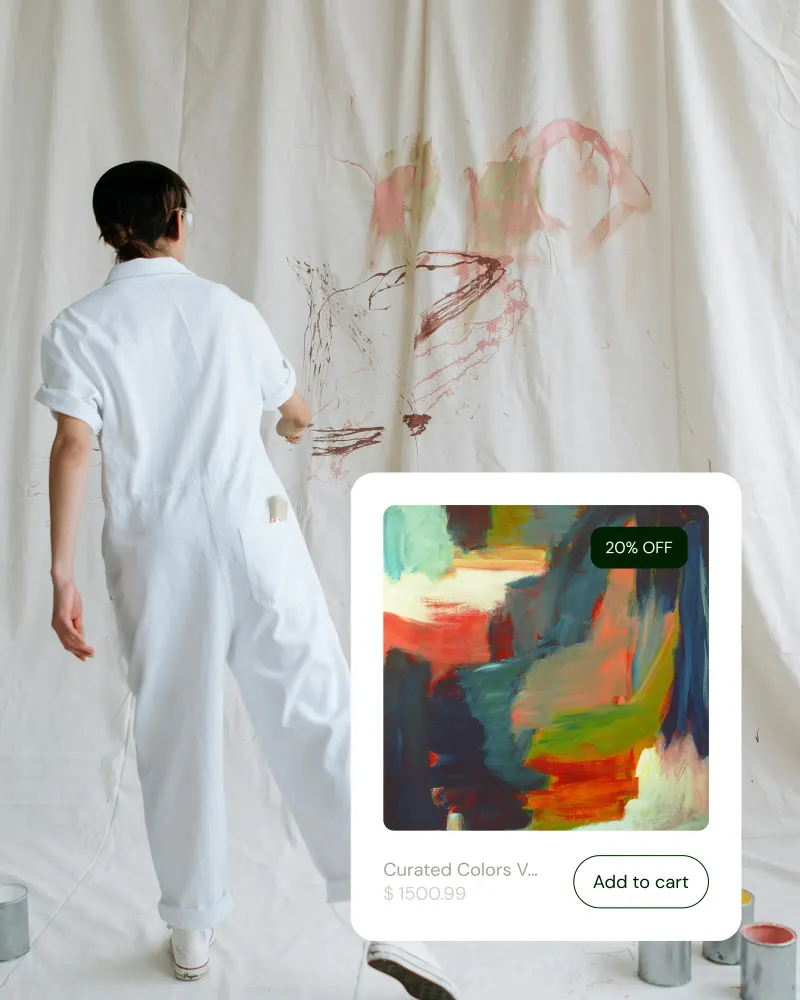 An artist selling their work with Sellfy