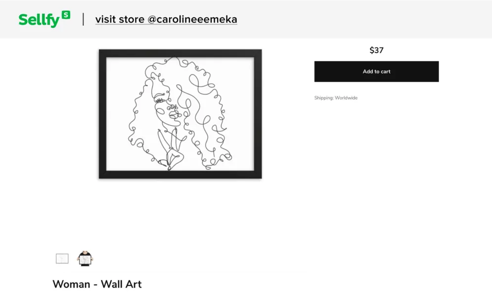 Sellfy creator [Caroline Emeka](https://carolineeemeka.sellfy.store/wall-art/) designs and sells faith-inspired wall art.