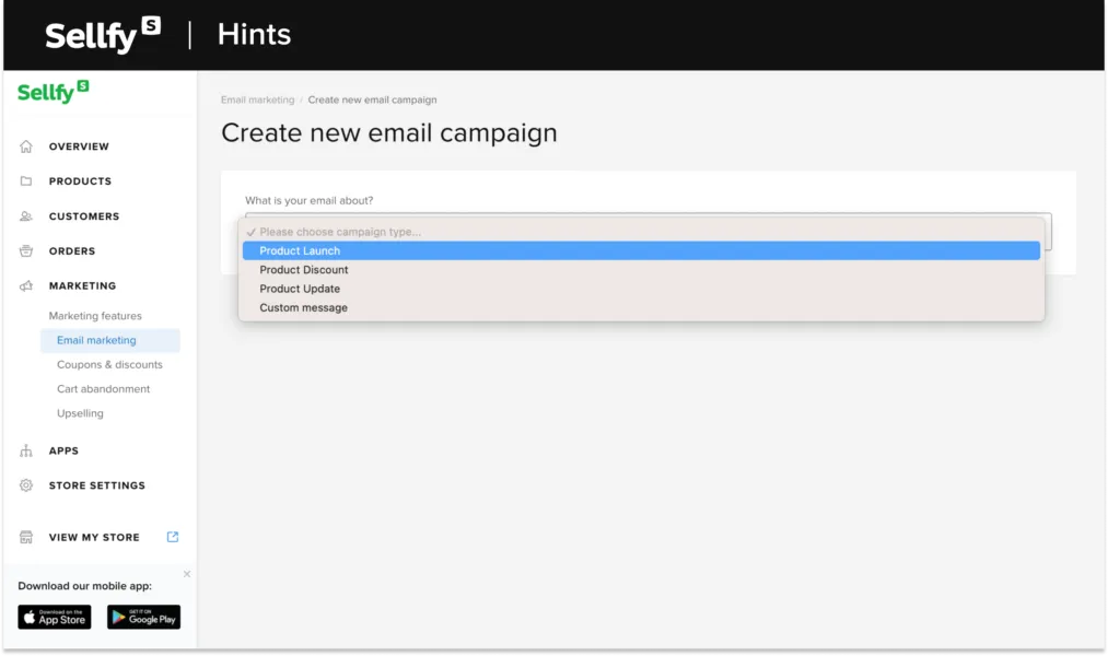 create new email campaign