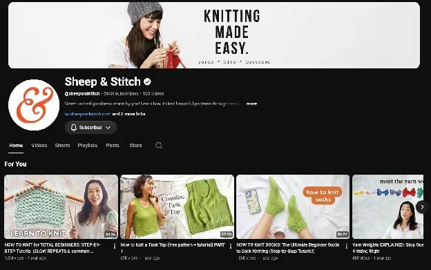 Davina's YouTube channel Sheep & Stitch