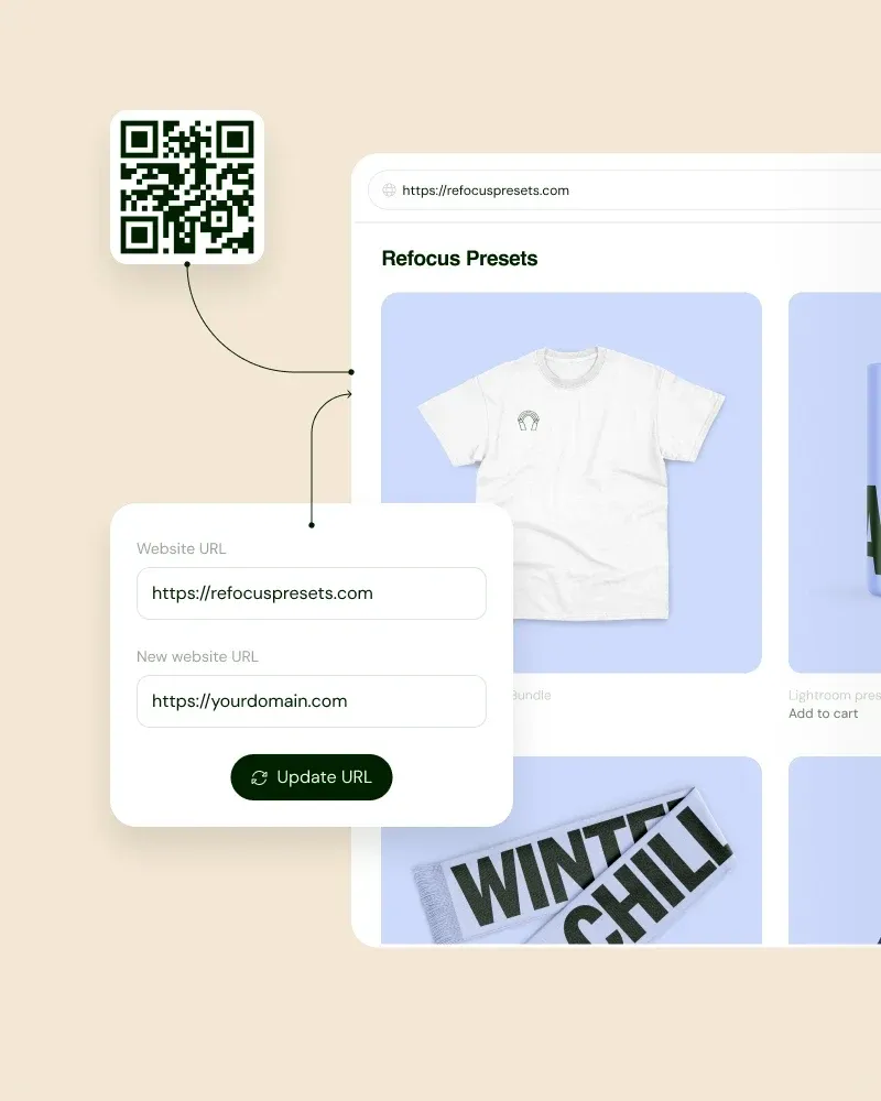 Editing the destination URL behind an already printed QR code