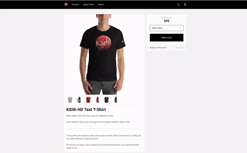 [KSith Merch T-Shirt on his Sellfy store](https://www.ksithsaberfonts.com/merch/)