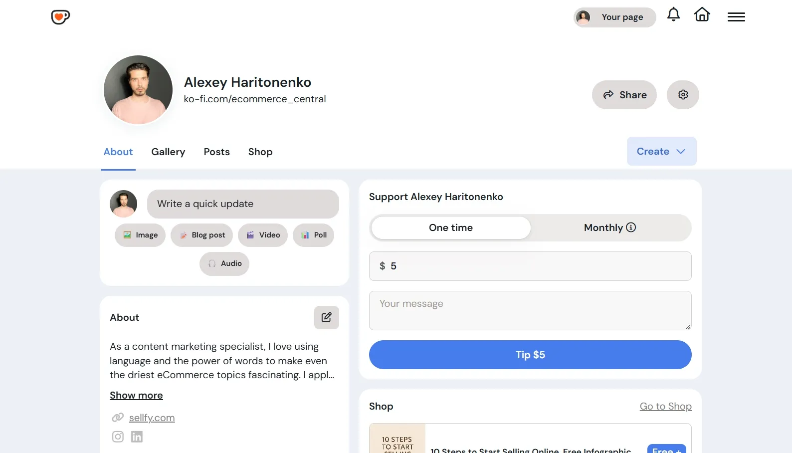Ko-fi dashboard