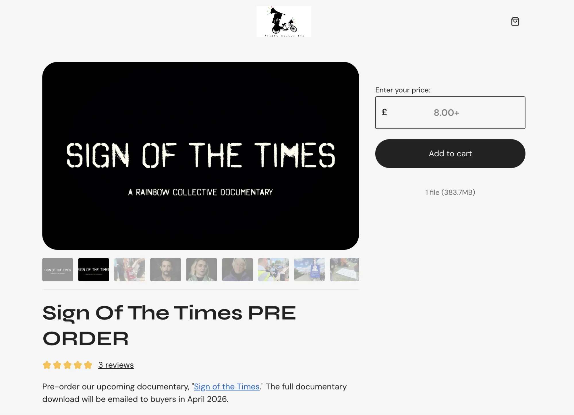 Rainbow Collective's most recent documentary film "Sign of The Times" on their Sellfy store