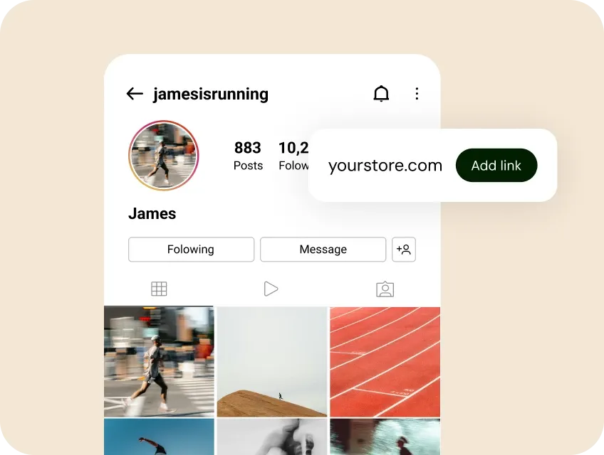 A Sellfy store link in an Instagram bio