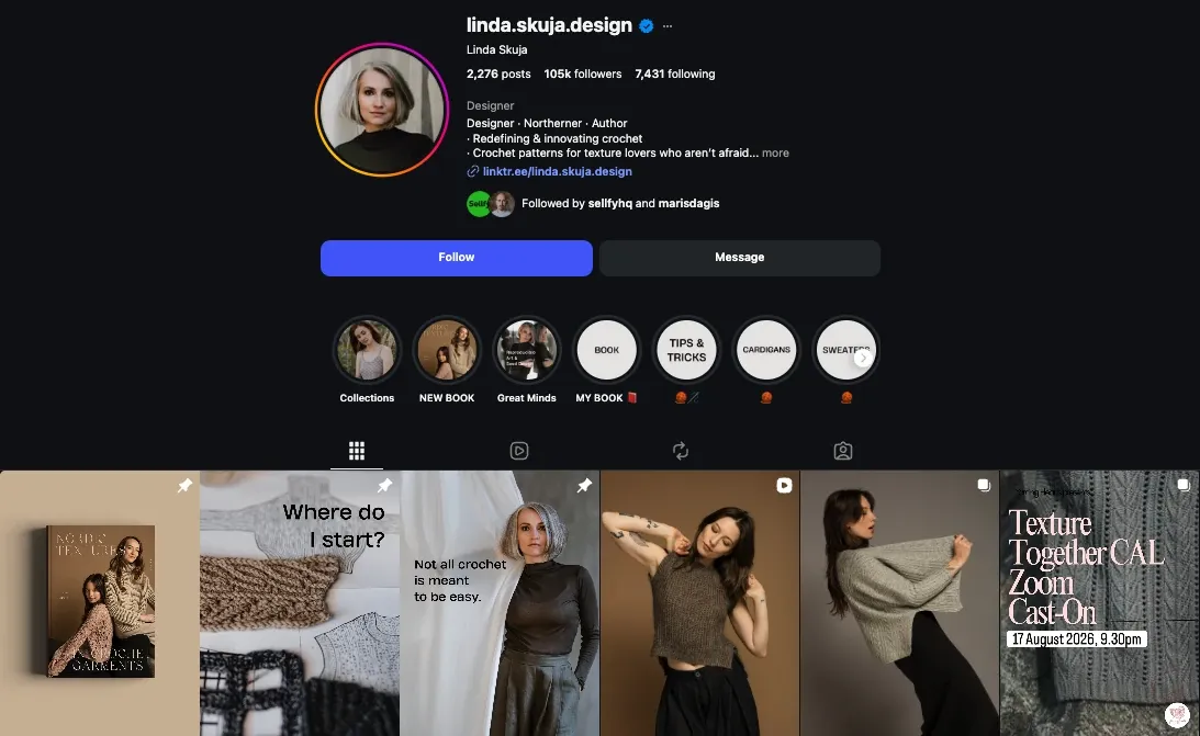 Linda Skuja Design fashion Instagram niche