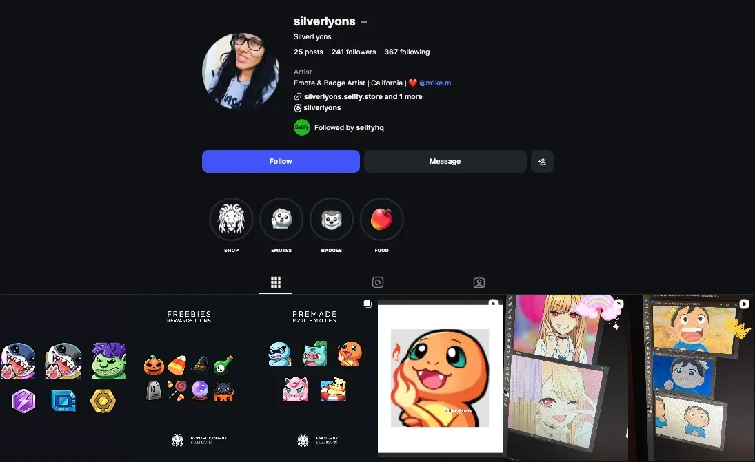 SilverLyons gaming and streaming Instagram niche