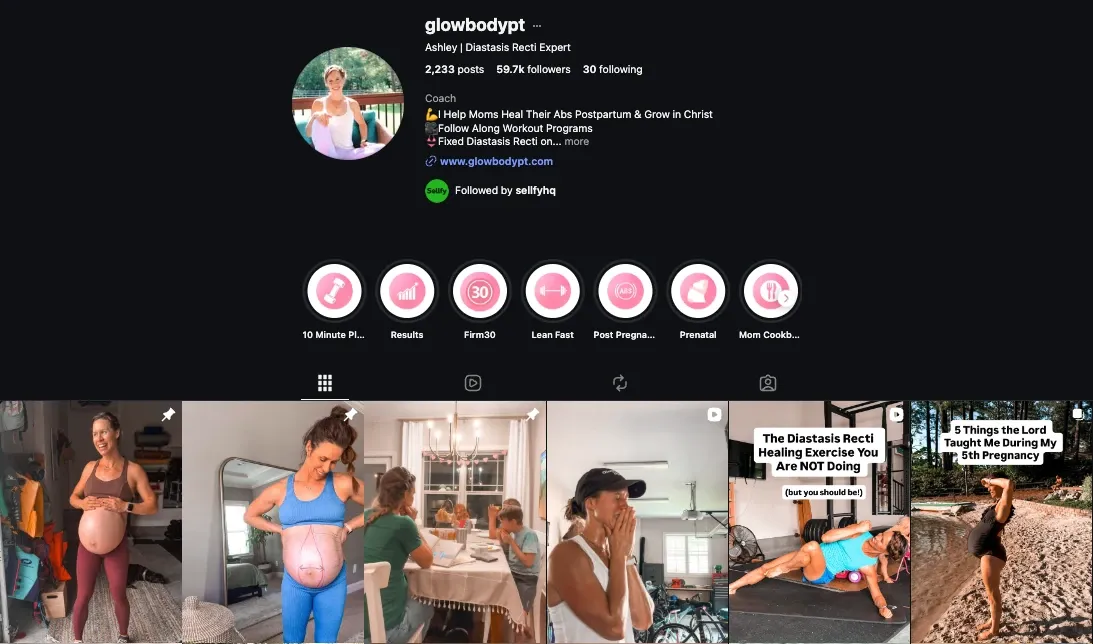 Glow Body PT fitness Instagram niche
