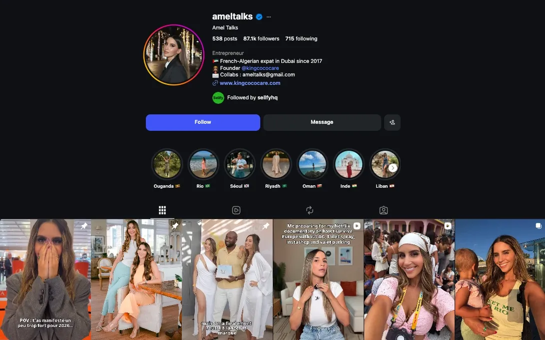 Amel Talks lifestyle Instagram niche