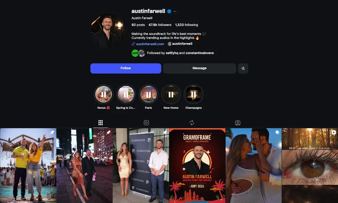 Austin Farwell music Instagram niche