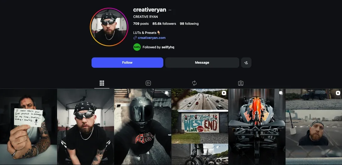 Creative Ryan tech reviews Instagram niche
