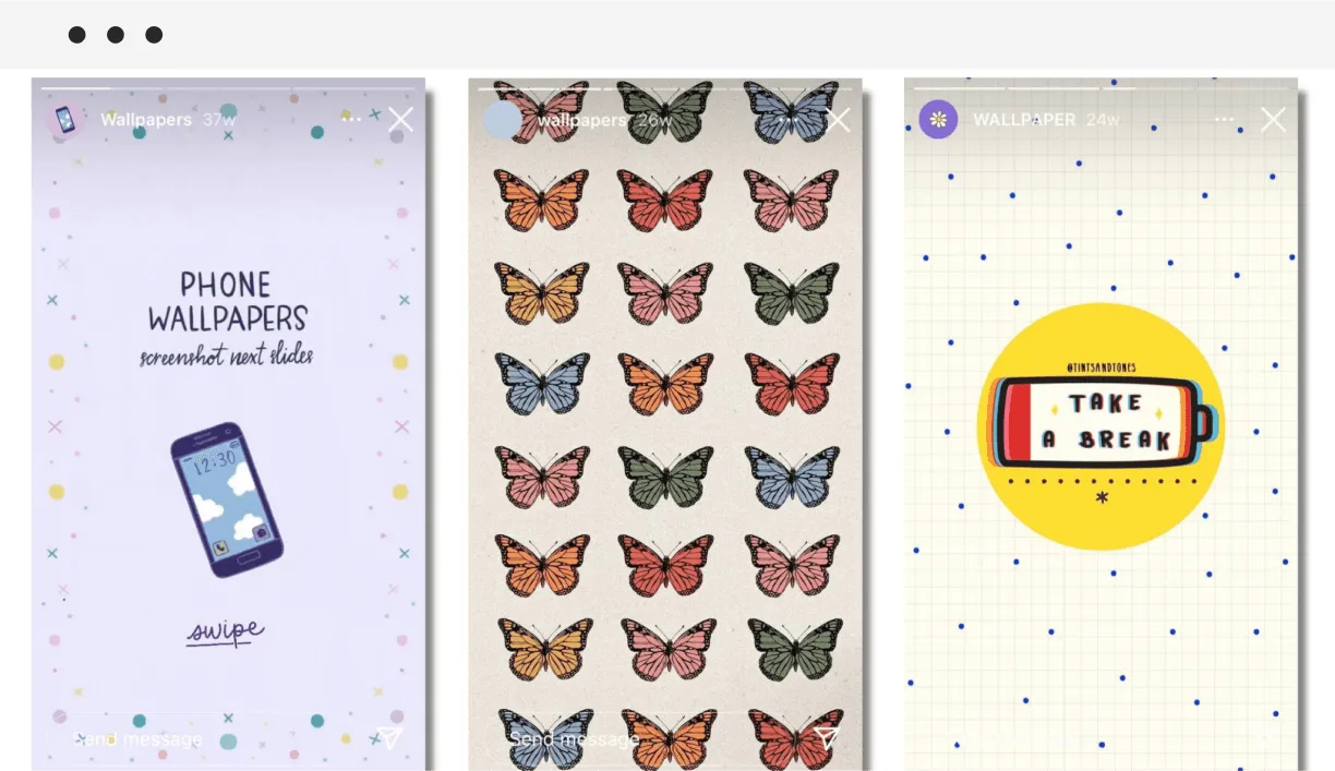 Examples of Instagram wallpaper freebies.