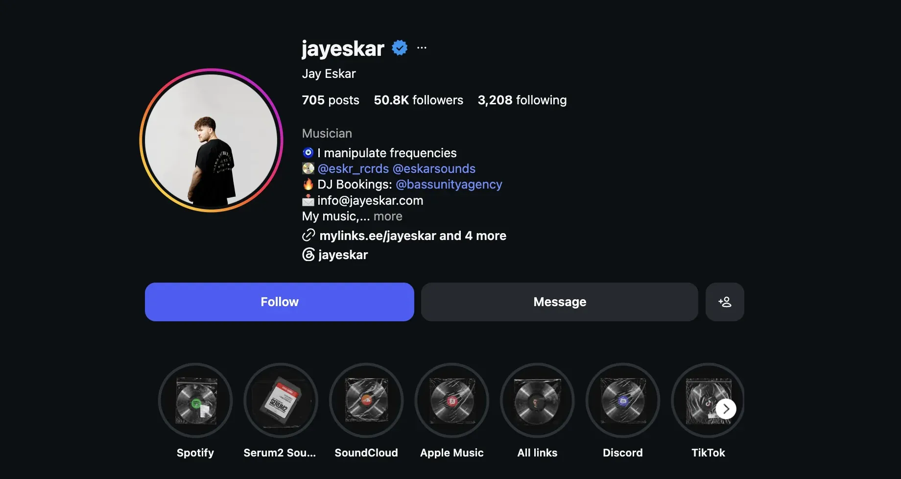 Jay Eskar's Instagram channel