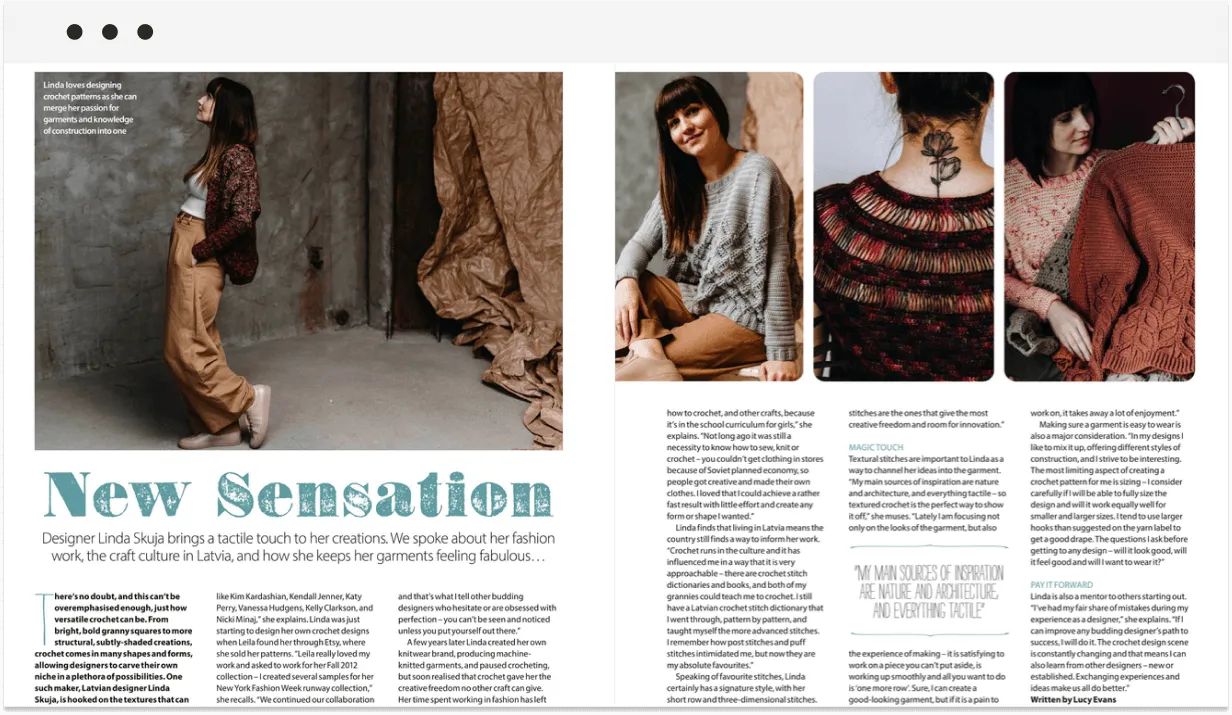 Linda's work featured in a magazine.