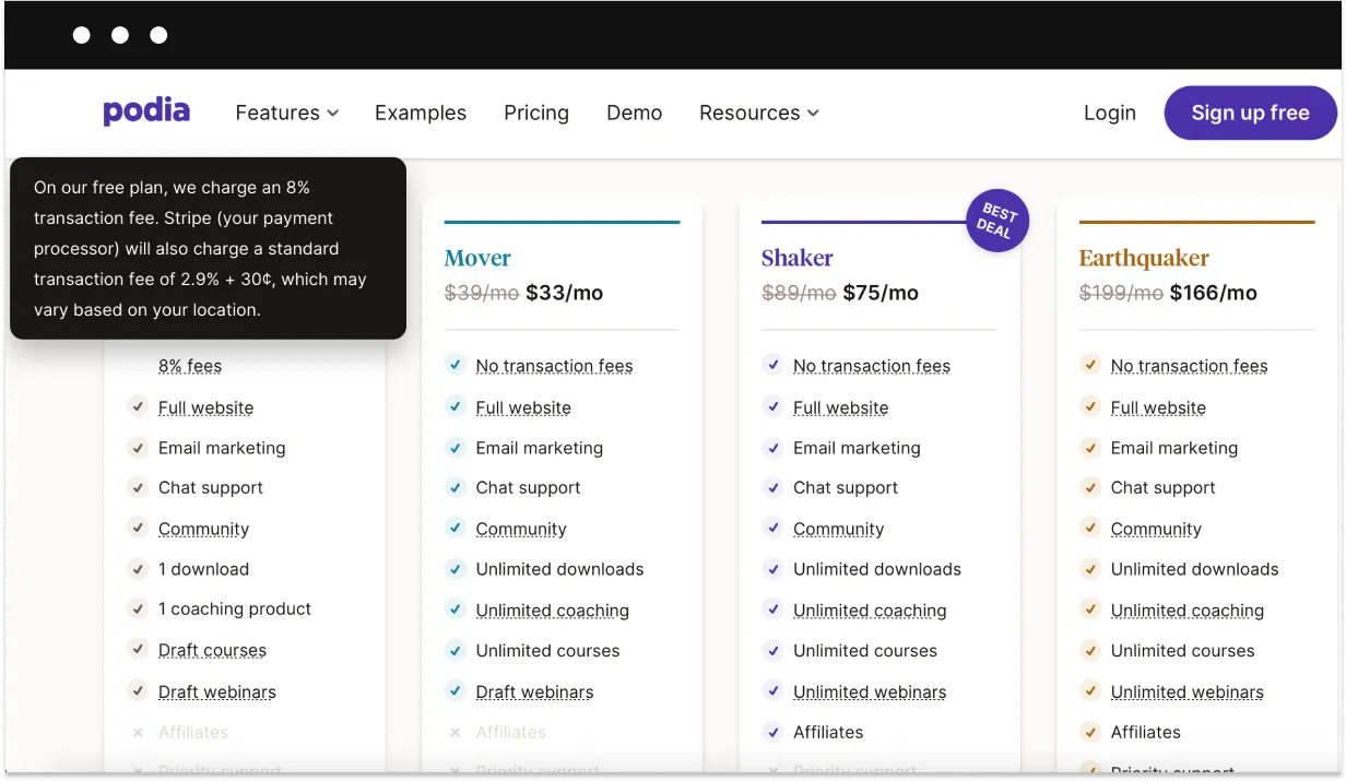 no paypal on podia's paid plans