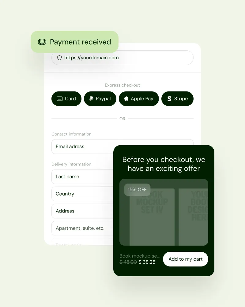 Sellfy checkout preview