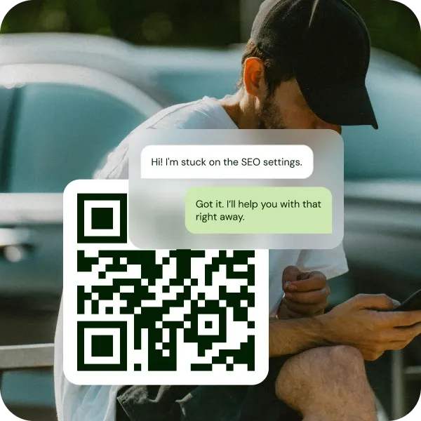 QR code generated from a pre-filled SMS message