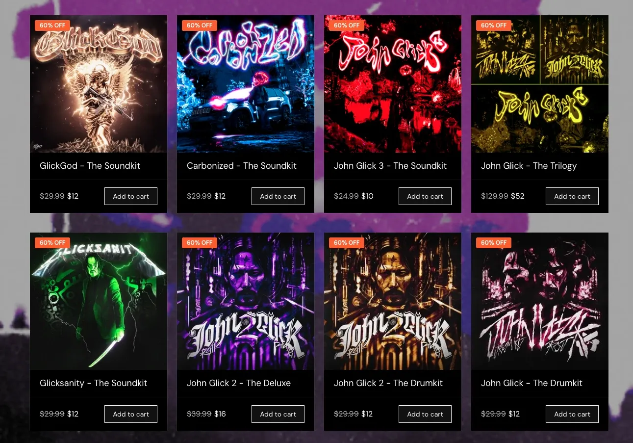 Rott's Sellfy store with his John Glick series