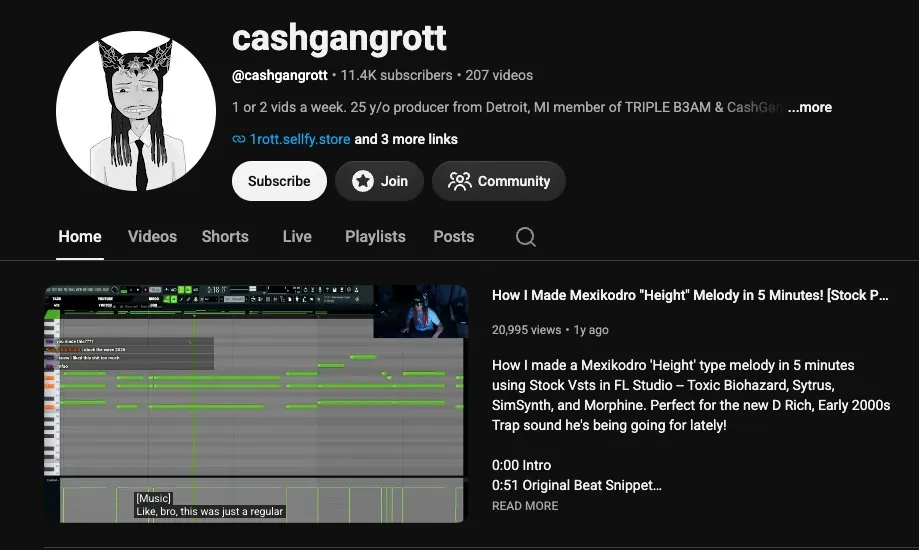 Rott's YouTube channel @cashgangrott