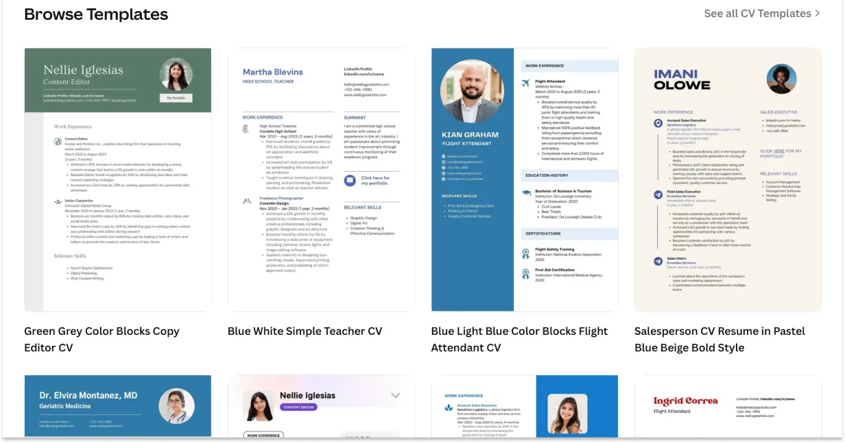 resume and portfolio templates
