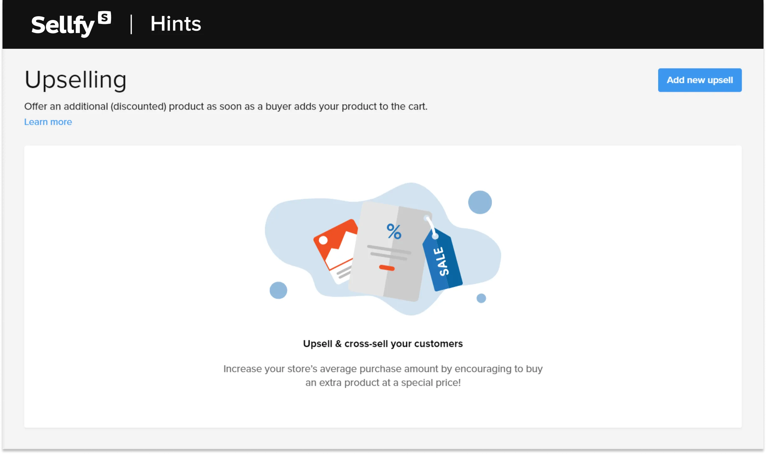 sellfy hints upsell