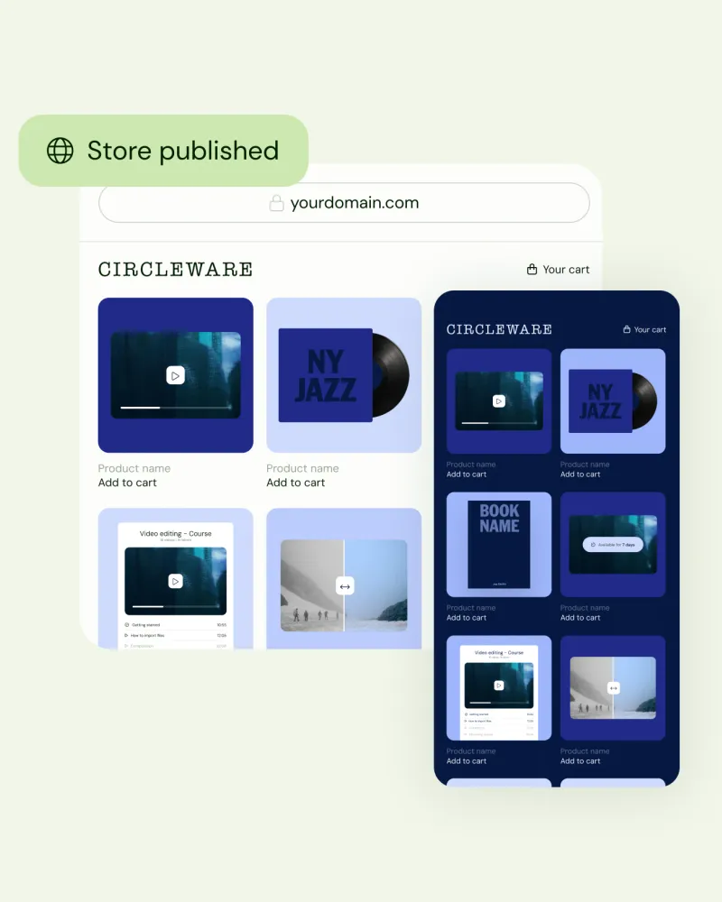 A published Sellfy storefront selling digital files