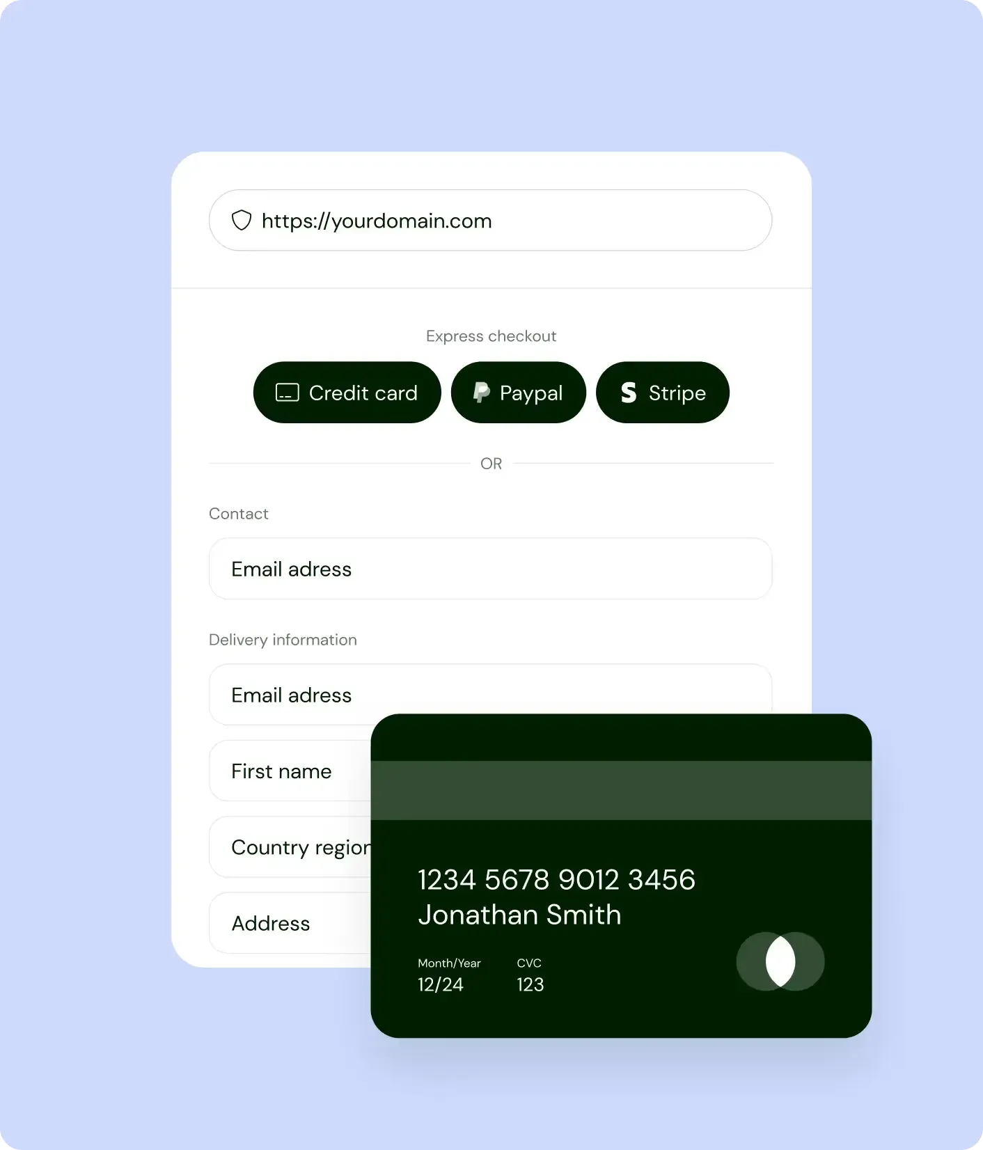 Página de pago de Sellfy con opciones de pago exprés